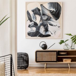 Scandinavian and design home interior of living room with wooden